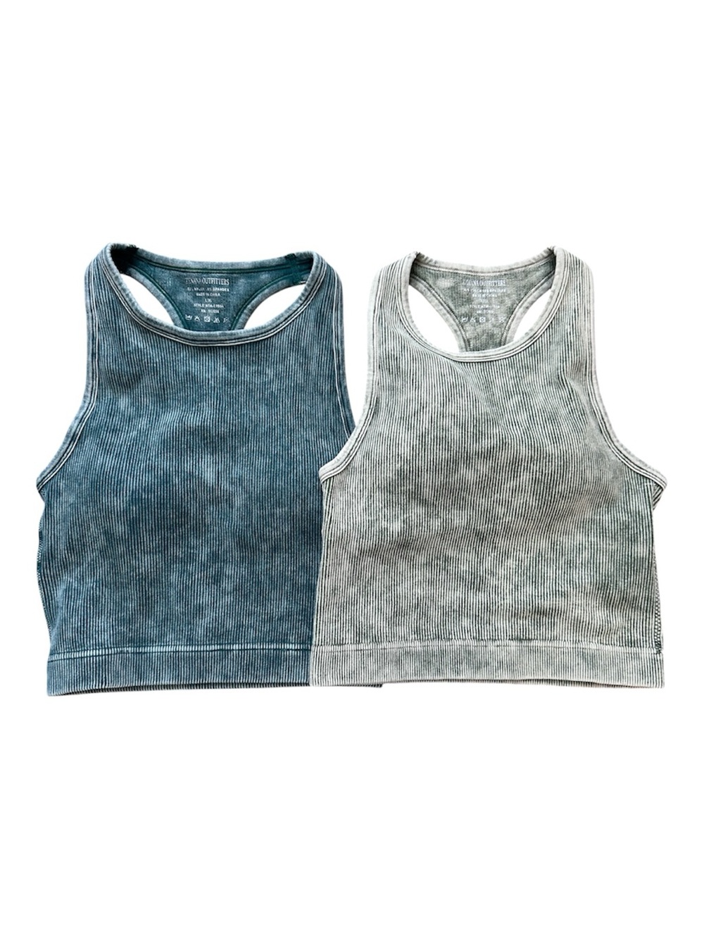 Zenana Mineral Wash Ribbed Brami - Set of 2